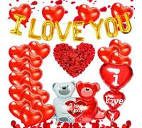 TenaLucy Ballon Saint Valentin,Ballon Coeur Kit Saint Valentin Décoration 500 pcs Pétales de Rose Rouge,Décoration Romantique pour Décoration Saint valentin,Mariage, Fête, Demande en Mariage