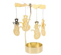 TenaLucy Bougeoir Carrousel,Carrousel Bougie Bougeoir Rotatif en Métal Rotatif Chandelier Porte-Bougies Rotatifs Élégant Bougeoirs Rotatifs Bougie Rotatifes Doré Ange pour Table（Bonhomme de Neige）