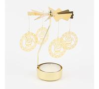 TenaLucy Bougeoir Carrousel,Carrousel Bougie Bougeoir Rotatif en Métal Rotatif Chandelier Porte-Bougies Rotatifs Élégant Bougeoirs Rotatifs Bougie Rotatifes Doré Ange pour Table（Père Noël）