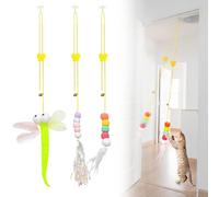 TenaLucy Jouet pour Chat Accroché À La Porte,Jouets pour Chats Porte Suspendue Jouet pour Chat Cataire Interieur Élastique Jouets Suspendus avec Cloches,1 PSC(A)