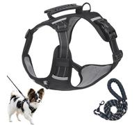 TenaLucy Résistant à l'usure et Respirant Harnais Chien, avec Bandes Réfléchissantes Harnais pour Chiens, Noir Facile à Mettre Harnaise Y Réglable Harnaise Anti Traction pour Chien Moyen Grand (XS)
