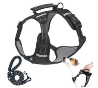 TenaLucy Résistant à l'usure et Respirant Harnais Chien, avec Bandes Réfléchissantes Harnais pour Chiens, Noir Facile à Mettre Harnaise Y Réglable Harnaise Anti Traction pour Chien Moyen Grand (S)