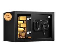 Tenamic Coffre-fort électronique numérique 0,4 cuft - Petit coffre-fort avec éclairage intérieur - En alliage d'acier massif - Pour bureau, hôtel, maison - Avec 2 mots de passe - Noir