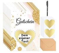 Tenare 15 Sets Cartes de Bons, 15 Cartes de Bons 15 Étiquettes à Gratter en Forme de Cœur 15 Enveloppes 1 Stylo Marqueur, Cartes de Vœux Amusantes pour Cadeaux de Fête (Modèle Marquage à Chaud)