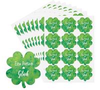 Tenare 240 Pcs Autocollants de Trèfle Autocollant de Cadeau Bonne Chance Eine Portion Glück 5 cm Autocollant de Trèfle à Quatre Feuilles Sticker Porte-Bonheur pour Examen Carte d'Invitation Famille