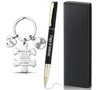 Tenare 3 Cadeaux de Papy Anniversaire Porte-Clés Stylo Coffret Cadeau, Papy | 3 Pièces Porte-Clés Stylo Coffret, Cadeau Annonce Grossesse Personnalisé pour Homme, Fête des Pères, Noël