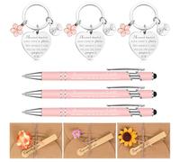 Tenare 3 Coffrets Cadeaux pour Amis Inclus 3 Porte-Clés d'Amitié 3 Stylos à Bille Roses 3 Enveloppes avec Fleurs Séchées Idées Cadeaux pour Femmes Meilleures Amies Sœurs Anniversaires Noël Diplômes