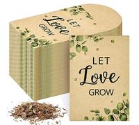 Tenare 50 Pièces Sacs de Graines de Mariage Sachets de Graines Let Love Grow Sacs de Graines pour Invité Enveloppes de Graines en Papier Kraft pour Fleurs Sauvages Eucalyptus, Graines Non Incluses
