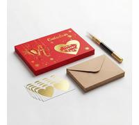 Tenare Cartes à Gratter de Noël DIY - 15 Cartes Cadeaux DIY avec Autocollants à Gratter en Forme de Cœur, 15 Enveloppes et 1 Marqueur - Cartes à Gratter Créatives pour Noël