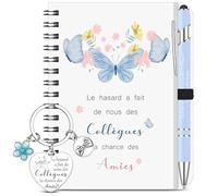 Tenare Coffret 3 Pièces Cadeau d'Adieu pour Collègue Comprend Carnet de Notes, 10 x 14 cm, Porte Clef Collègue, Stylo à Bille, Cadeau Départ pour Collègue, Anniversaire, Femme, Noël, Bureau École