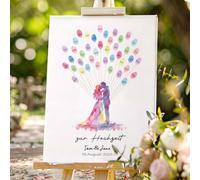 Tenare Livre d'or Arbre a Empreinte avec Allemand,30 x 40 cm,Brautpaar | Kit Empreintes Digitales, Arbre a Empreinte Mariage