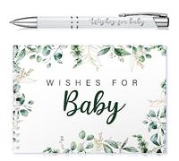 Tenare Livre d'Or de Baby Shower Livre d'Or Wishes for Baby avec Stylo Carnet d'Or de Baptême Livre de Conseil de Douche de Bébé Livre d'Or de Naissance pour Cadeau Jeu de Fête Souhaits pour Bébé