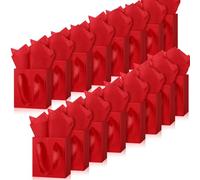 Tenare Lot de 24 petits sacs cadeaux en papier avec poignées en papier de soie pour la fête des pères du 4 juillet, cadeaux de fête d'été (10 x 7 x 11 cm, rouge)