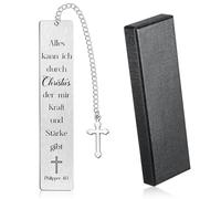 Tenare Marque-Page Chrétien avec Pendentif Croix Signets de Versets Bibliques Marque-Page Inspirant avec Boîte-Cadeau Cadeau de Motivation pour Communion Confirmation Femmes Hommes (Kraft)