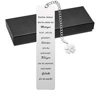 Tenare Marque-Page en Métal avec Boîte-Cadeau Signet Inspirant en Acier Inoxydable Marque-Page de Motivation avec Citation Allemande Marqueur de Livre en Métal pour Cadeau de Femmes Amis