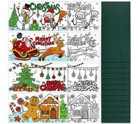 Tenare Paquet de 16 Cartes Voeux à Colorier de Noël Kits Cartes Vœux Coloriage DIY Merry Christmas Père Noël Bonhomme Arbre Wapiti avec 16 Enveloppes, 4 Styles