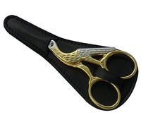Tenartis 375 Ciseaux Broderie Cigogne Dorés 9 cm Qualité Professionnelle avec Fourreau en Cuir Noir - Fabriqués en Italie