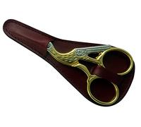 Tenartis 376 Ciseaux Broderie Cigogne Dorés 9 cm Qualité Professionnelle avec Fourreau en Cuir Bordeaux - Fabriqués en Italie