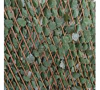 Tenax Divy X-Tens Hedera 1,00x2 m, Treillis Extensible en Bois Naturel Recouvert de Feuilles de Lierre en Polyester