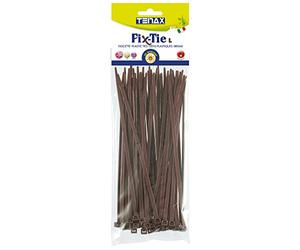 Tenax Fix-Tie L 20 cm Marron (50 pièces), Liens en Plastique pour la Fixation de Filets Tissés, Clôtures et Haies