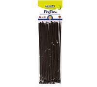 Tenax Fix-Tie XL 29 cm Noir (50 pièces), Liens en Plastique pour la Fixation de Filets Tissés, Clôtures et Haies