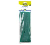 TENAX Lot de 100 serre-câbles prédécoupés en fil d'acier et PVC vert - 20 cm