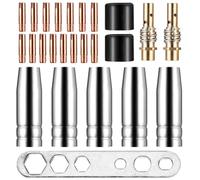 Tenbrachian 25 Pcs Embouts de Contact de Buse de Soudage, MAG MIG Pointe de Contact M6 0,8 mm, Kit de Torche de Soudage, Accessoire Consommables de Coudage pour MAG MB15 15AK, Buse Conique, Buse à Gaz