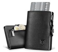 TENBST Portefeuille avec Blocage RFID, Porte Carte avec Compartiment à Monnaie, Porte-Monnaie Portable et Durable, Portefeuille et Porte-Carte, Noir