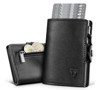TENBST Portefeuille avec Blocage RFID, Porte Carte avec Compartiment à Monnaie, Porte-Monnaie Portable et Durable, Portefeuille et Porte-Carte, Noir