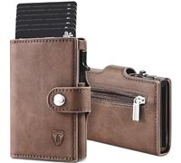 TENBST Portefeuille en Cuir pour Homme avec Blocage RFID, 8 Porte-Carte Crédit, Compartiment à Billets et Poche à Monnaie - Boîte Cadeau Incluse - Marron