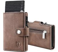 TENBST Portefeuille en Cuir, Porte-Carte Homme avec Blocage RFID, 8 Porte Carte Crédit, Porte Carte Bancaire avec Compartiment à Billets et Poche à Monnaie avec Boîte Cadeau-Marron