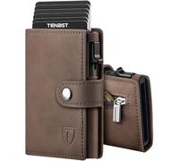 TENBST Portefeuille en Cuir, Porte-Carte Homme avec Blocage RFID, 8 Porte Carte Crédit, Porte Carte Bancaire avec Compartiment à Billets et Poche à Monnaie avec Boîte Cadeau-Marron