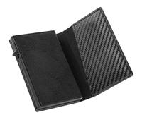 TENBST Portefeuille fin avec compartiment pour pièces de monnaie et protection RFID, pour homme, petit portefeuille, noir carbone, Noir , Minimaliste