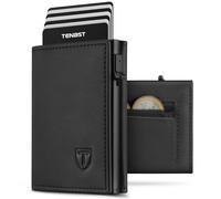 TENBST Portefeuille Homme Magnétique en Cuir, Porte Carte Bancair Homme avec Blocage RFID, Porte-Cartes de Crédit pour 10 Cartes, Portefeuilles avec Compartiment à Billets & Monnaie - Noir