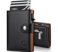 TENBST Portefeuille Homme | Porte Carte Bancaire Homme avec Blocage RFID | Portefeuilles avec Compartiment à Billets & Monnaie | Cadeau Homme (Noir- Orange)