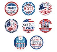 Tenceur Lot de 2 rouleaux/1 000 autocollants de vote - 3,8 cm - Blanc/rouge/bleu - 8 motifs - Autocollants ronds pour le jour des élections 2024 - Fournitures patriotiques