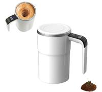 Tencipeda 12oz Electric Magnetic Stirring Coffee Mug, Rechargeable Automatic Stirring Coffee Mug with Lid for Coffee Milk and Other Beverages (White)