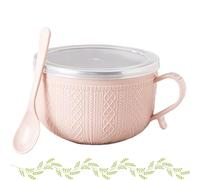 Tencipeda 25 oz Mug Meals with Lids, Christmas Soup Mugs Set of 3, Stainless Steel Double-Layer Meal Bowls with Handles for Family Dinners, Coffee, and Stews (Pink)