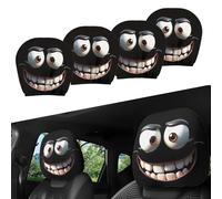 Tencipeda 2pcs Funny Cartoon Car Headrest Covers, Eyes Car Headrest with Elastic Fit and Breathable Fabric, for Auto Front Seat Rest Decoration (4pcs)