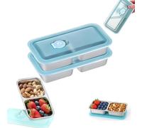 Tencipeda Bento Box Stainless Steel, 30 Oz 2 Compartment Portable Food Storage Stainless Steel Lunch Box with Leakproof Lids,Divided Meal Prep Lunch Box Food Container Dishwasher Safe (2pcs)