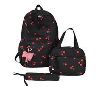 Tencipeda Bow Backpack 3 Piece Set, Coquette Backpacks Cute Kawaii Daypack for School Travel College Daily Use (Black - B)