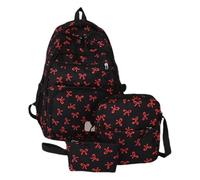 Tencipeda Bow Backpack 3 Piece Set, Coquette Backpacks Cute Kawaii Daypack for School Travel College Daily Use (Red)