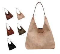 Tencipeda Brown Suede Bag, Suede Hobo Bags for Women, Suitable for Commuting and going Out (Off-white)