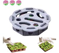 Tencipeda Cat Nail File Enrichment Box, Cat Scratch Puzzle Box, Self Play Fun Exercise Hide Seek Moving Cats Toy for Bored Cats Encourages Hunting Instincts (Gray Circle)