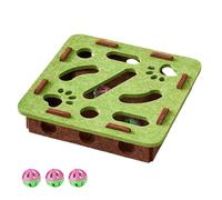 Tencipeda Cat Nail File Enrichment Box for Indoor Cats, Cat Scratch Puzzle Enrichment Box with Rolling Bell Balls, A Playtime Experience That Keeps Your Furry Friend Happy and Engaged (Green,Square)