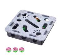 Tencipeda Cat Nail File Enrichment Box for Indoor Cats, Cat Scratch Puzzle Enrichment Box with Rolling Bell Balls, A Playtime Experience That Keeps Your Furry Friend Happy and Engaged (Gray,Square)