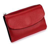 Tencipeda Classic Unisex Pebble Leather Wallet, Sturdy Durable Fashionable and Versatile Make You Feel Confident and Style Every Time You Go Out (Red with Black)