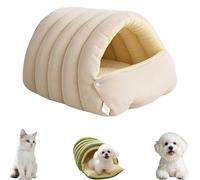 Tencipeda Cozy Monster Cat Bed, Fluffy Non-Slip Washable Cave Tent Bed with Removable Cushion, Warm Pet Beds for Cats & Small Dogs (White,Small)