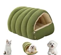 Tencipeda Cozy Monster Cat Bed, Fluffy Non-Slip Washable Cave Tent Bed with Removable Cushion, Warm Pet Beds for Cats & Small Dogs (Green,Medium)