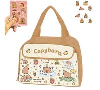 Tencipeda Cute Cartoon Lunch Bag, Waterproof Capybara Lunch Bag, Capybara Lunch Box With Capybara-Stickers, Insulation and Easy to Clean (C)